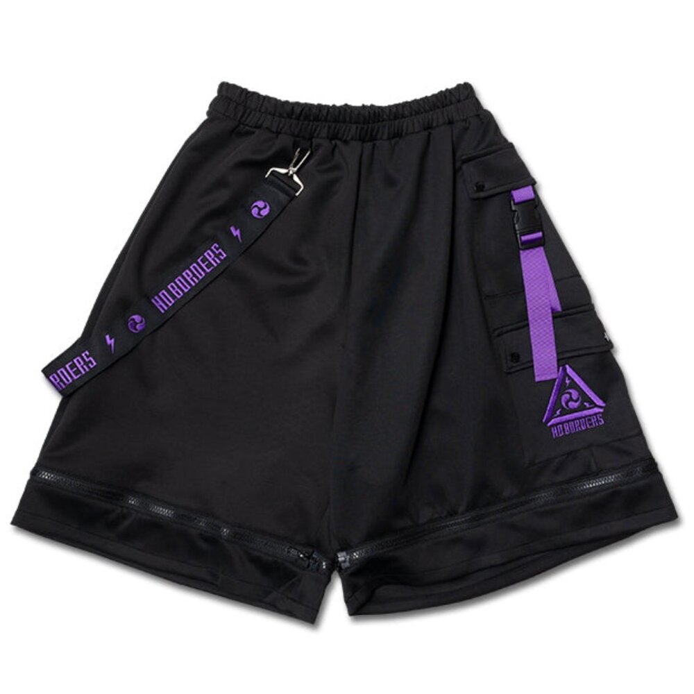 NEW ACDC RAG - Uzurai Cyberpunk Tech Black Purple Cargo Shorts